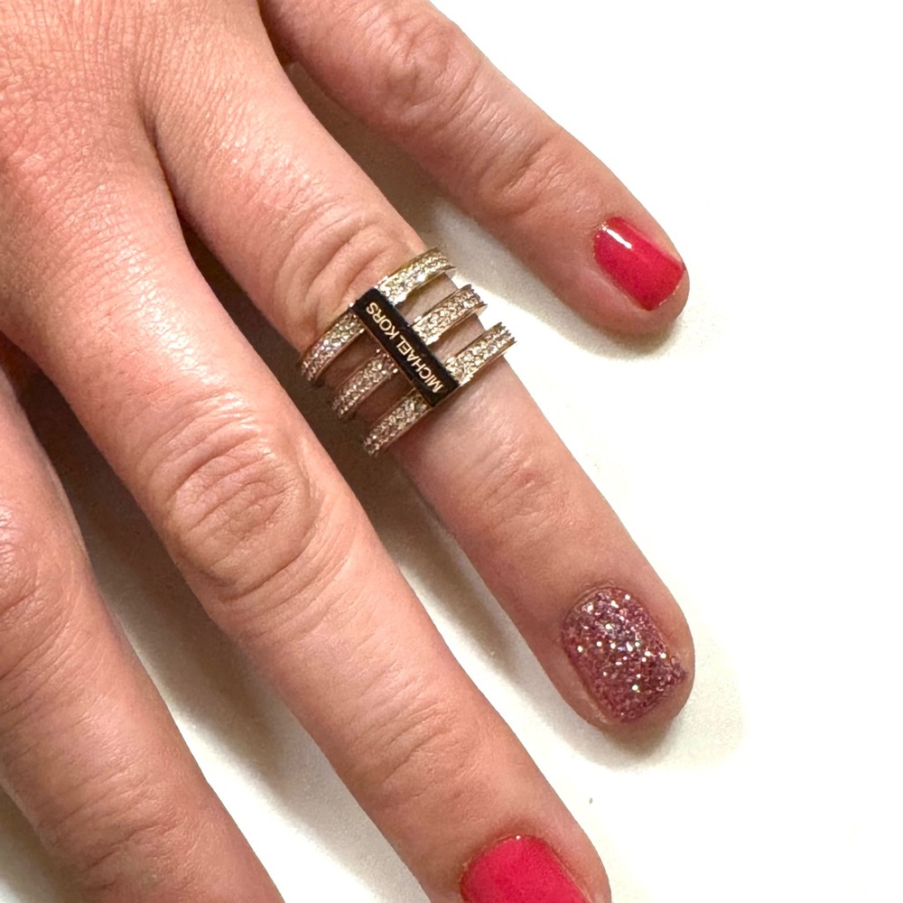 Michael Kors - rose gold ring with crystals.